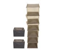 ORFOFE Organisateur Suspendu en Tissu à 6 Niveaux Crochets, Beige | Six Compartiments Séparés, Ouvertures Renforcées, Pliable et Gain de Place
