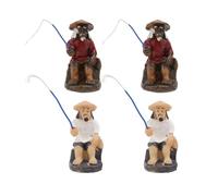 ORFOFE Ornements de Micro-Paysage pour Aquarium en Résine, Lot de 4 Pièces, Figurines Pêcheurs Réalistes, Faciles à Placer, Décoration pour Bureau ou Aquarium Couleur Couleur Aléatoire