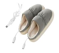 ORFOFE Pantoufles Chauffants Électriques USB D’Intérieur Gris Pantoufles Chauffantes en Peluche 1 Paire Chauffe-Pieds pour Bureau Étudiants et Usage Hivernal
