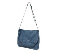 ORFOFE Paquet Bandoulière Femme en Denim Bleu Vintage Sac Postal Décontracté Spacieux Doublure Tissu Résistant Vacances Shopping Plage Quotidien