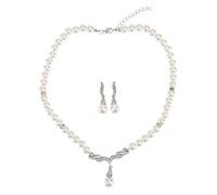 ORFOFE Parure Perles Élégante avec Pendentif Ailes Ange Boucles Oreilles et Collier de Perles pour Filles Bijoux Raffinés pour Cérémonie et Tenue Quotidienne