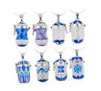 ORFOFE Pendentif Aromathérapie Alliage Creux Cuivre Porte-bijoux Solide pour Huiles Essentielles Support Parfum DIY avec Anneau Suspendu Cadeau Femme Bleu