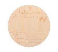 ORFOFE Plaque Ronde en Bois 14,7 Cm pour Annoncer la Naissance Panneau D'annonce en Bois de Bébé Texte Hello World Accessoire Photo pour Séance -né et Décoration Chambre Bébé