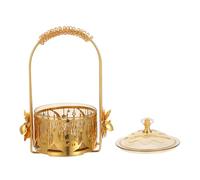 ORFOFE Plateau à Bonbons Ramadan avec Couvercle Étoile et Croissant, Plat de Collation Décoratif Moyen-Oriental en Plastique et Métal, Centre de Table pour Fête de L’Aïd Moubarak, Bol