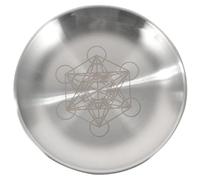 ORFOFE Plateau à Bougies en Acier Inoxydable Rond 20 Cm, Plaque D'autel Métal Résistant, Décoration Ésotérique pour Rituels Chamaniques, Centre De Table Rituel, Accessoire Sacré Pentagramme