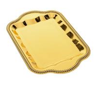 ORFOFE Plateau de Buffet de Mariage Rectangulaire, Plat Décoratif Doré en Fer, Plateau à Dessert et Porte-Bougie Style Vintage, pour Buffets et Photographie