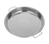 ORFOFE Plateau de Service INOX Rond Acier Inoxydable avec Poignées Plateau Cuisson Four Multifonction pour Rôtir Cuire Vapeur Griller et Servir
