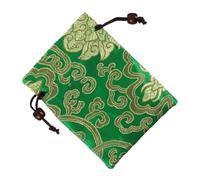 ORFOFE Pochette Brodée Soie Chinoise pour Bijoux et Porte-monnaie Trousse de Rangement Légère pour Bols Chantants Perles de Prière et Petits Objets Dimension Couleur Verte