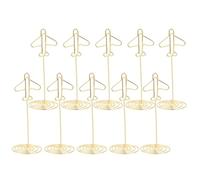 ORFOFE Porte-Photos Avion Doré Lot de 10 Supports Stables pour Cartes de Table et Notes, Accessoire Décoratif pour Mariage, Fêtes et Réunions d'entreprise