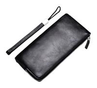 ORFOFE Portefeuille Homme Long PU avec Fermeture Éclair Portefeuille Pratique pour Téléphone et Cartes Pochette Fine et Multifonctionnelle avec Dragonne pour Usage Quotidien et Voyage