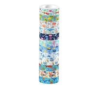 ORFOFE Ruban Adhésif Washi Océan Haute Adhérence 12 Rouleaux en Papier Transparent et Design Flexible Décoratif pour Scrapbooking et Emballage Présent