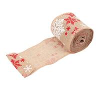 ORFOFE Ruban de Noël Rustique en Jute Imitation 1 Rouleau 5 CM X 5 M Décoration DIY pour Emballage Présent Confection Artisanale et Ornements Festifs Rouge Blanc Flocons