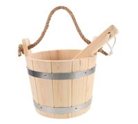 ORFOFE Sauna Bucket Set with Wooden Scoop Ladle Heat Resistant Wood for Sauna and Garden Watering Portable Barrel for Steam Showers