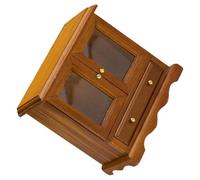 ORFOFE Scale Double Door Walnut Display Furniture for Doll House Accessories and Small Decor