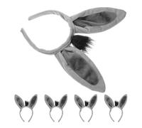 ORFOFE Serrage-Tête Oreilles d'Âne en Peluche Gris Lot de 5 pour Cosplay Garçon et Filles et Fête à Thème Confortable et Léger