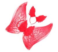 ORFOFE Set Ailes Ange Rouges et Serre-tête Léger pour Cosplay Déguisement et Fêtes Costumées Accessoire Confortable pour Filles
