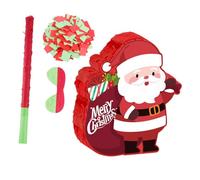 ORFOFE Set Pinata Noël Grand Père Noël Rouge Suspendu avec Bâton et Bandeau Jeu Festif pour Famille et Décorations de Fête