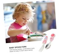 ORFOFE Set Ustensiles Apprentissage Acier Inoxydable avec Poignée Silicone Cuillère et Fourchette Ergonomiques pour Garçon Fille et Compacts pour Repas et Sorties