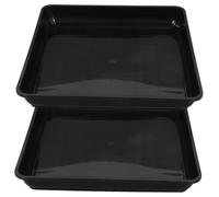 ORFOFE Soucoupes Carrées Noires en Plastique, Lot De 2 Plateaux 40 Cm pour Pots De Fleurs, Conçues pour Protéger Sols Et Surfaces, Adaptées Aux Plantes D'intérieur Et Extérieur