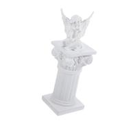 ORFOFE Statue de Colonne Romaine Résine Décoration de Bureau Élégante Modèle Architectural Grec Antique Sculpture Artisanale Stable et Légère Ornement Chic Blanc avec Ange