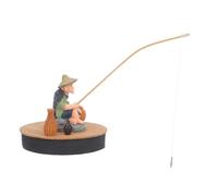 ORFOFE Statue Flottante de pêcheur en PVC, Forme île avec Socle antidérapant - Décoration d'aquarium et Paysage Zen pour Amateurs et collectionneurs