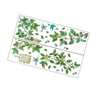 ORFOFE Stickers Muraux Végétaux Décoratifs Pour Salon Et Chambre, Feuille Autocollante à Coller Diy, Motifs Plantes Et Oiseaux Imprimés, Autocollants De Décoration Murale Fraîche Et Naturelle