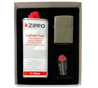 Org. Zippo 'Coffret cadeau' Fzg. Chromé geb. incl. 1 fl. Essence + 6 pierres Zippo