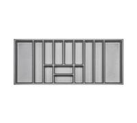 ORGA-BOX 3 Range-couverts Profondeur : 473 x Largeur : 1091 mm gris argenté avec structure Canvas pour tiroirs de 120, par ex. dans les cuisines Nobilia/Noblessa à partir de 08.2012.