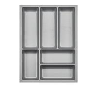 ORGA-BOX 3 Range-couverts Profondeur : 473 x Largeur : 341 mm gris argenté avec structure Canvas pour tiroirs de 45, par ex. dans les cuisines Nobilia/Noblessa à partir de 08.2012.