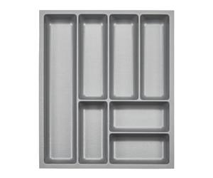ORGA-BOX 3 Range-couverts Profondeur : 473 x largeur : 391 mm gris argenté avec structure Canvas pour tiroirs de 50 mm par ex. dans les cuisines Nobilia/Noblessa à partir de 08.2012.