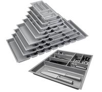 ORGA-BOX 3 Range-couverts Profondeur : 473 x Largeur : 491 mm gris argenté avec structure Canvas pour tiroirs de 60 cm
