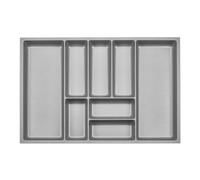ORGA-BOX 3 Range-couverts Profondeur : 473 x Largeur : 691 mm gris argenté avec structure Canvas pour tiroirs de 80 mm par ex. dans les cuisines Nobilia/Noblessa à partir de 08.2012.