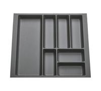 ORGA-BOX 9 insert de tiroir à couverts, profondeur : 473 x largeur : 529 mm, anthracite avec structure en toile, pour tiroirs de 60 cm, par exemple dans les cuisines Nobilia à partir de 01.2025.