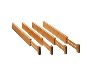 ORGA-BOX Système de Séparation de Tiroir en Bambou 4 Parties 430-556 mm Avec Mécanisme à Ressort