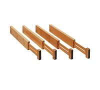 ORGA-BOX Système de séparation de tiroirs en bambou en 4 parties 354-482 mm Séparateur de tiroirs, diviseur de tiroirs avec mécanisme à ressort