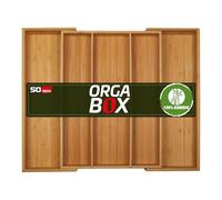 ORGA-BOX UNIVERSAL Range-couverts en bambou réglable pour largeur de tiroir 400-600 mm jusqu'à 5 compartiments pour profondeur de tiroir 473 mm (Dimension intérieure)