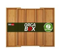 ORGA-BOX UNIVERSAL Range-couverts en bambou réglable pour largeur de tiroir 400 - 600 mm jusqu'à 5 compartiments