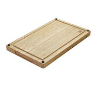 ORGA-BOX XXL Planche à découper en bambou massif huilé à 100% avec poignée encastrée et rainure pour jus | 50 x 30 x 3,2 cm | antibactérienne et antidérapante avec pieds en silicone inclus