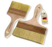 ORGAFLIX Pinceau plat 150 mm + 100 mm pour huile, vernis, lasure, teinture, acrylique, peinture à la craie - Parfait pour les grandes surfaces, pinceau à lasure en bois extérieur, pinceau à huile en