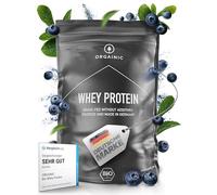 ORGAINIC Protéine Whey - Whey de Vaches Nourries à l'Herbe - Contient des Acides Aminés Essentiels et non-Essentiels et BCAA pour la Prise de Muscle - Traité à Froid, sans OGM - 100g, Myrtille