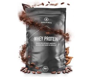 ORGAINIC Protéine Whey - Whey de Vaches Nourries à l'Herbe - Contient des Acides Aminés Essentiels et non-Essentiels et BCAA pour la Prise de Muscle - Traité à Froid, sans OGM - 1000g, Cacao