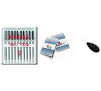 Organ Lot de 10 aiguilles universelles pour machine à coudre domestique (standard) 130 705 H Taille : 120 19 + Enfile-aiguille unique et index Organ Needle - Compatible avec machines Brother, Singer,