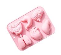 Organ Silicone Mold - 6-Cavity Heart and Brain Cake Mould for Realistic Baking, Diy Fondant, Chocolate, Candy, and Ice Mold for Kitchen Baking Tools, Themed Desserts