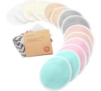 Organic Bamboo Nursing Pads-14 Washable Pads + Wash Bag-Nursing Pad For Maternity (Pastel Touch,L 12cm)