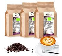 Organic Bio Espresso Crema | Café décaféiné 100% Arabica 3x 1000 g grains entiers Gastro-Sparpack en sachet papier kraft