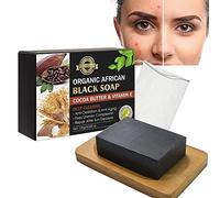 Organic Black Cocoa Butter Deep Cleansing Soap, African Black Soap Cocoa Butter with Vitamin E, Activated Charcoal Bar Soap, Black Soap Deep Cleansing Skin Oil Control Soap (1pcs)