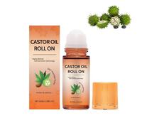 Organic Castor Oil Roll-On Rose Quartz, Cold-Pressed Organic Castor Oil Roll On, Castor Oils Roller for Hair, Eyelashes, Eyebrows & Skin, Moisturizing & Non Greasy (50ml, 1pc)