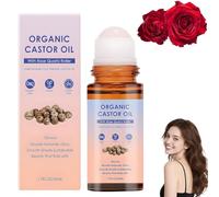 Organic Castor Oil Roll On Rose Quartz, Natural Ingredients, Rose Quartz Roller Ball Bottle, Suitable for All Skin Types (1Pc, 50ml)