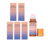 Organic Castor Oil Roll-On, Rose Quartz Roller, Cold Pressed, 50 ml | Gentle Skin Care, Natural Castor Oil for Face, Body, Hair, Eyelashes and Eye Area, for All Skin Types