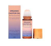 Organic Castor Oil Roll-On, Rose Quartz Roller, Cold Pressed, 50 ml | Gentle Skin Care, Natural Castor Oil for Face, Body, Hair, Eyelashes and Eye Area, for All Skin Types